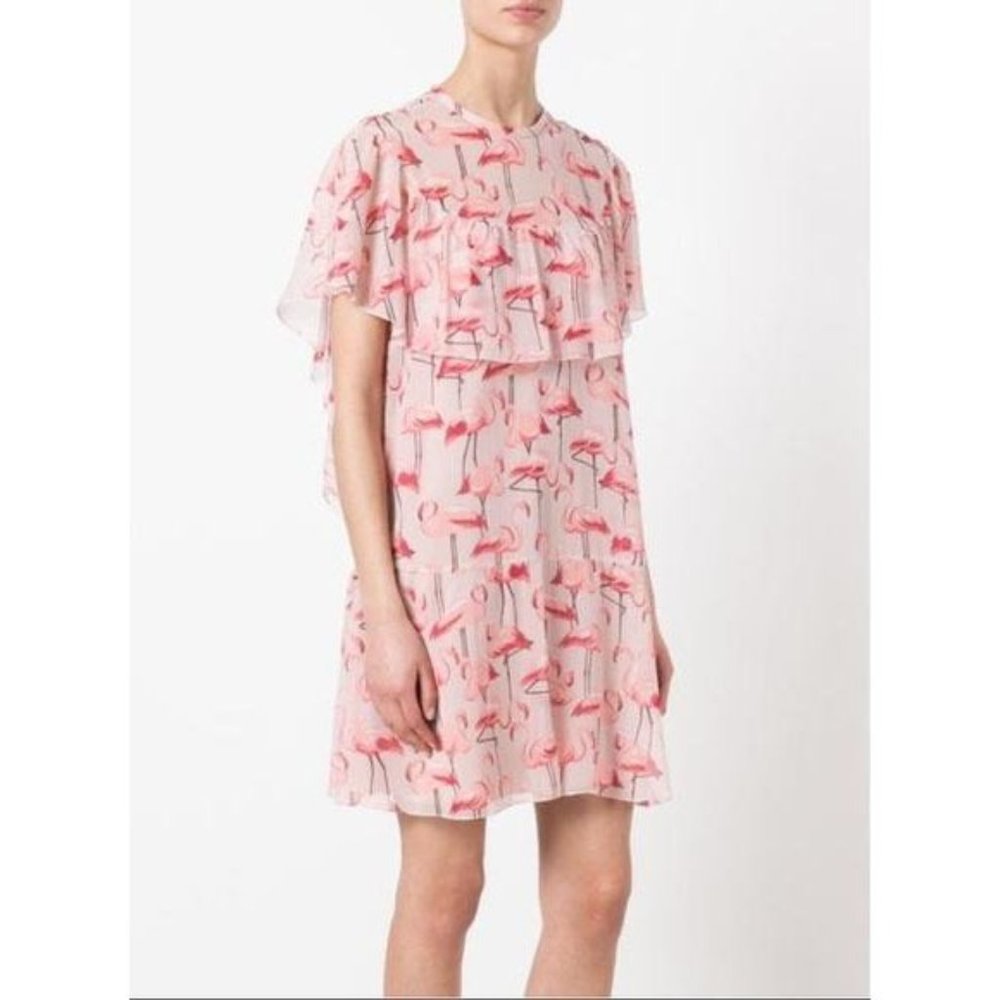 Red Valentino Flamingo Silk Dress in Pink Size *6/8 Chemise Lining in Pink